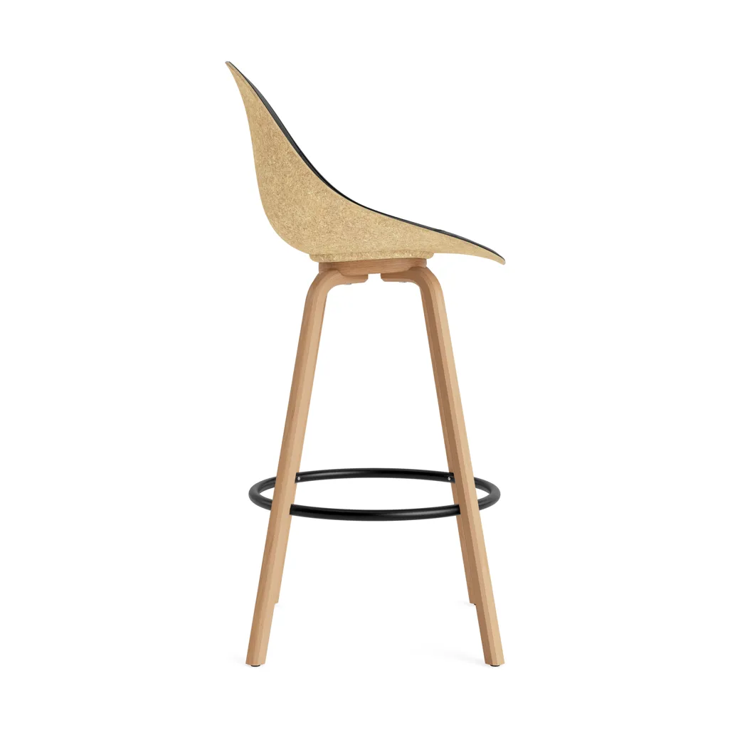 Mat Bar Chair 高脚凳 前饰面软包 75cm, Ultra 41599_麻色_山毛榉_黑色钢材 Normann Copenhagen