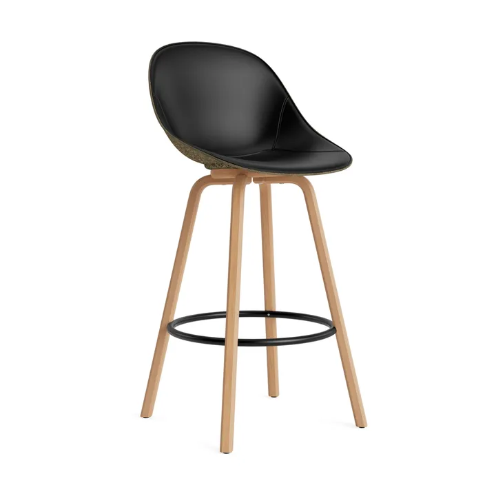 Mat Bar Chair 高脚凳 前饰面软包 75cm - Ultra 41599_海藻色_山毛榉_黑色钢材 - Normann Copenhagen