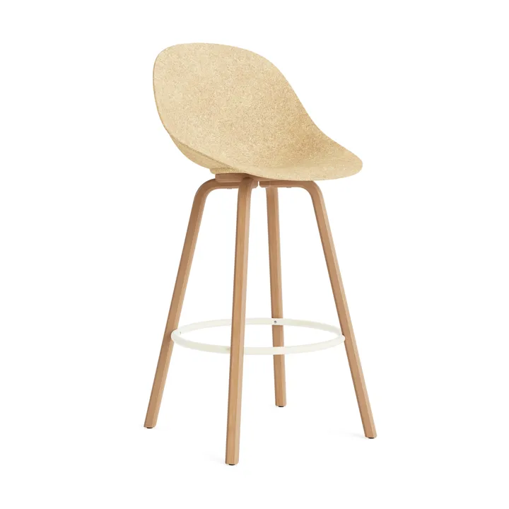 Mat Bar Chair 高脚凳 75cm - 麻色_山毛榉_奶油色钢材 - Normann Copenhagen