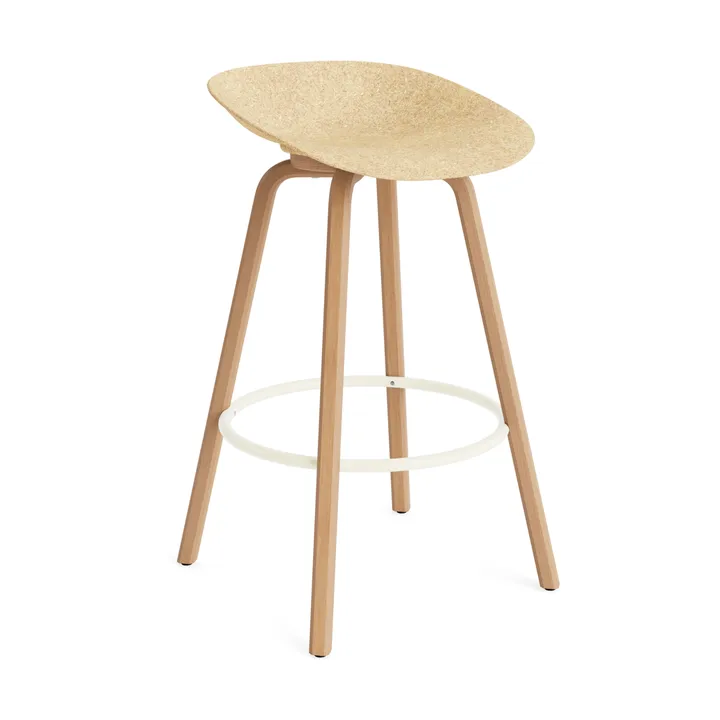 Mat Barstool 65 cm - Hemp-山毛榉木-奶油色 steel - Normann Copenhagen