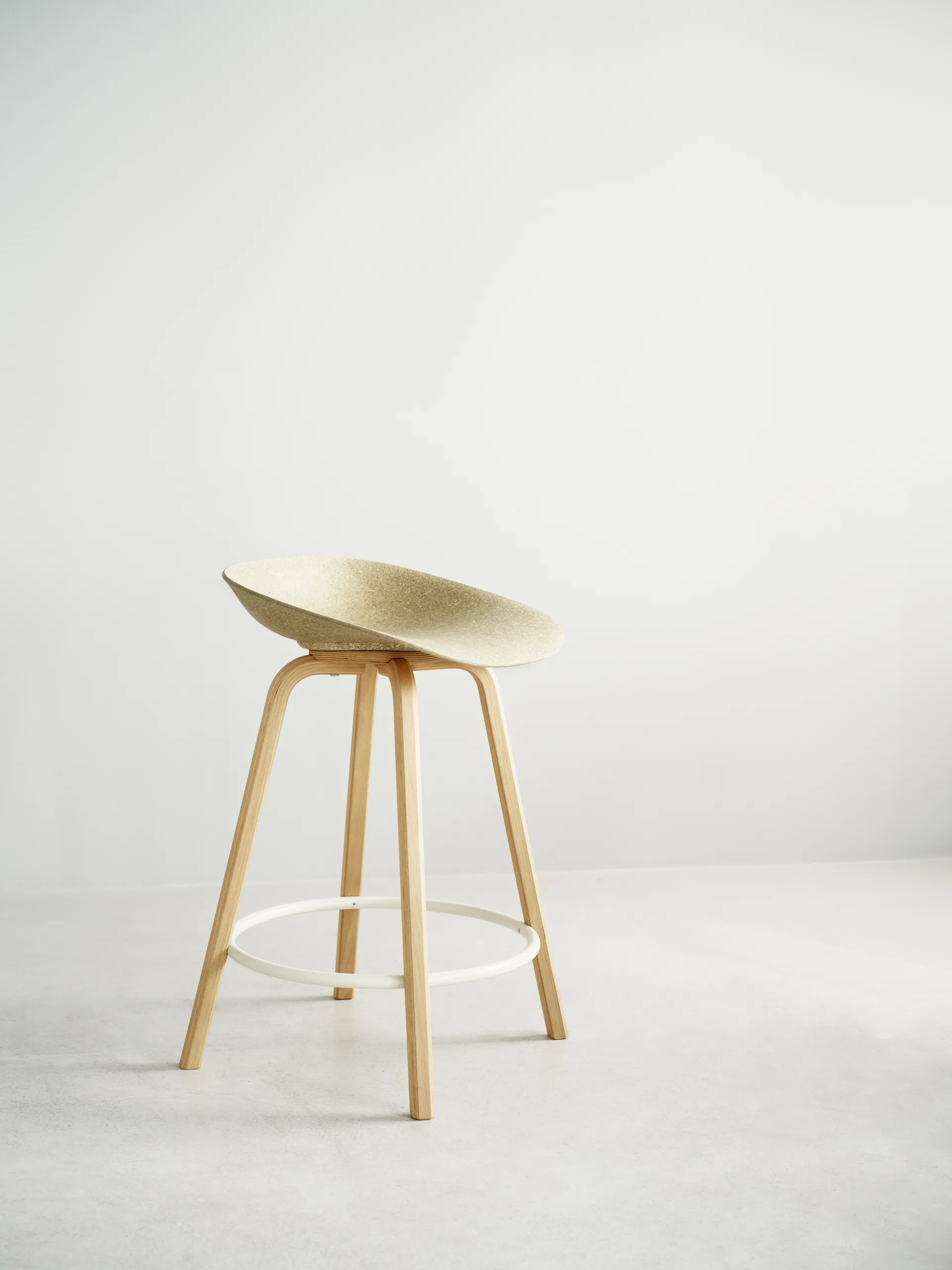 Mat Barstool 65 cm, Hemp-山毛榉木-奶油色 steel Normann Copenhagen