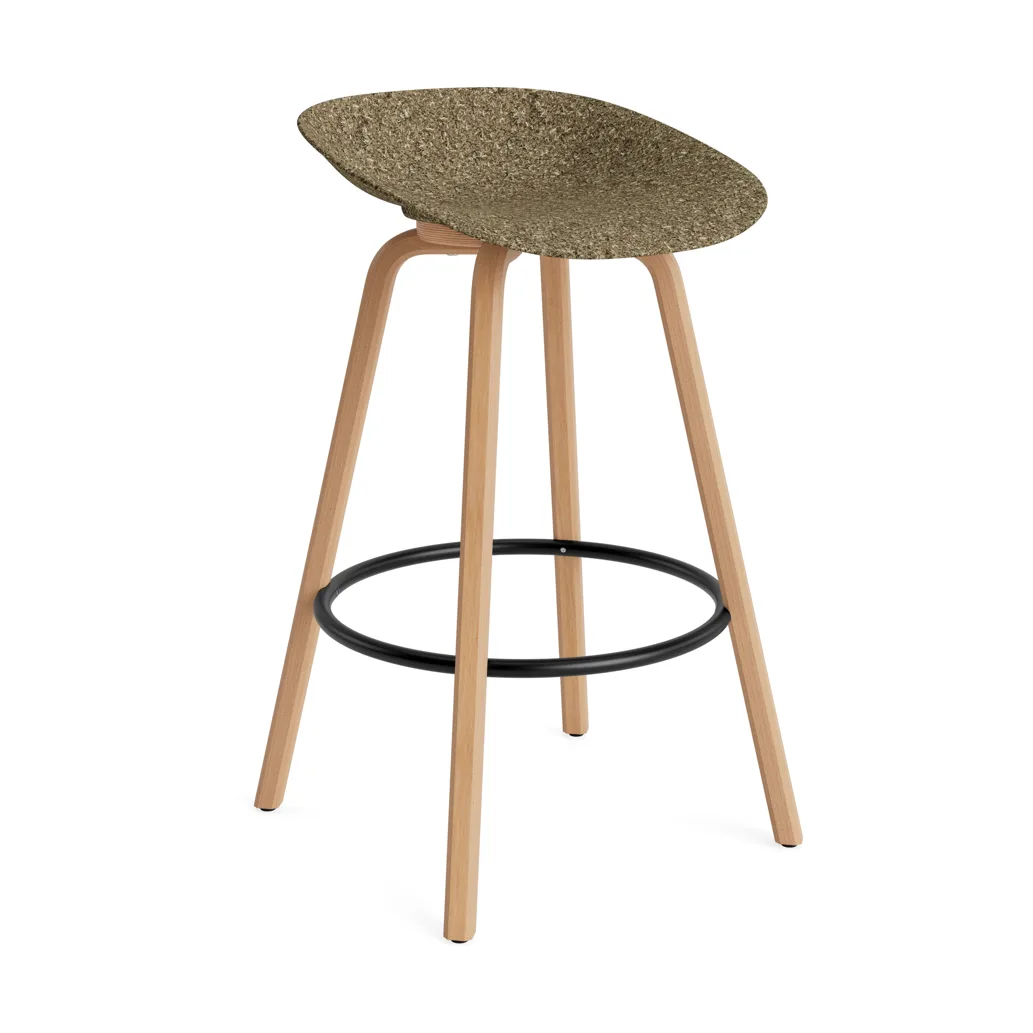 Mat Barstool 65 cm, Seaweed-山毛榉木-黑色 steel Normann Copenhagen