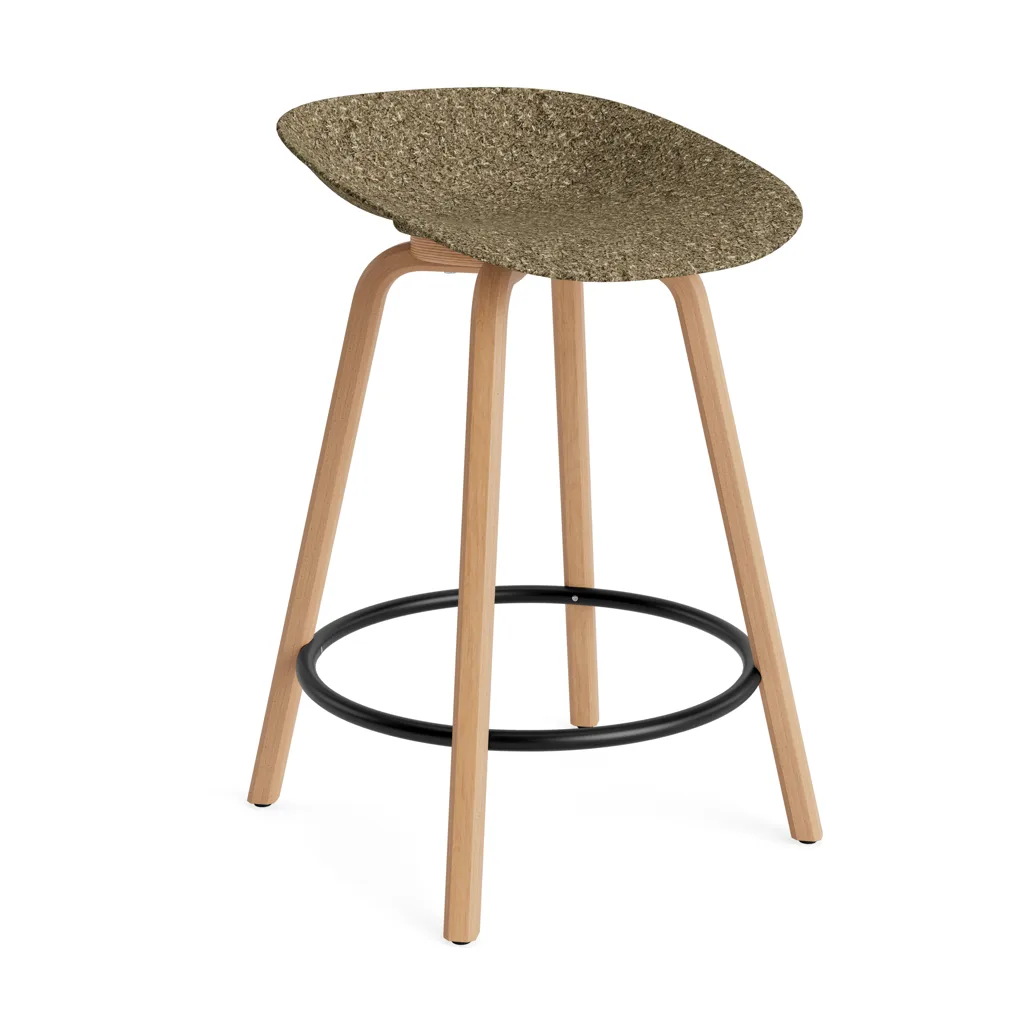Mat Barstool 65 cm, Seaweed-山毛榉木-黑色 steel Normann Copenhagen