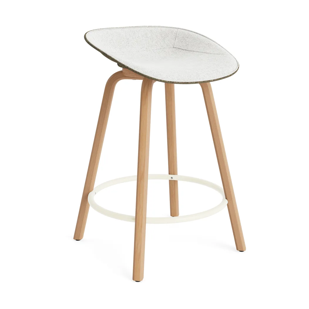 Mat Barstool front-upholstered 65 cm., Hallingdal 110-seaweed-山毛榉木-奶油色 steel Normann Copenhagen