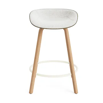 Mat Barstool front-upholstered 65 cm. - Hallingdal 110-seaweed-山毛榉木-奶油色 steel - Normann Copenhagen