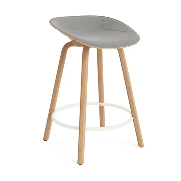 Mat Barstool front-upholstered 65 cm. - Remix 133-hemp-山毛榉木-奶油色 steel - Normann Copenhagen