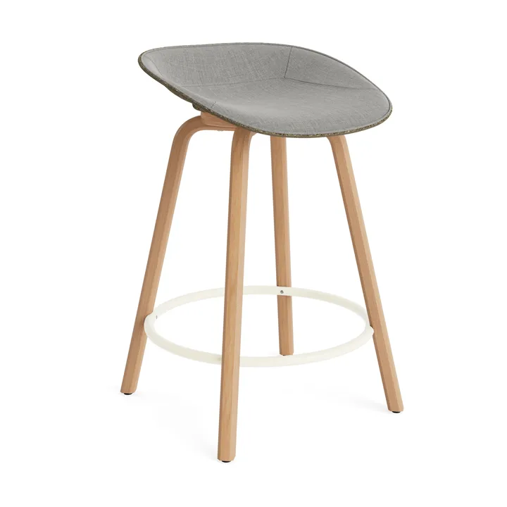 Mat Barstool front-upholstered 65 cm. - Remix 133-seaweed-山毛榉木-奶油色 steel - Normann Copenhagen