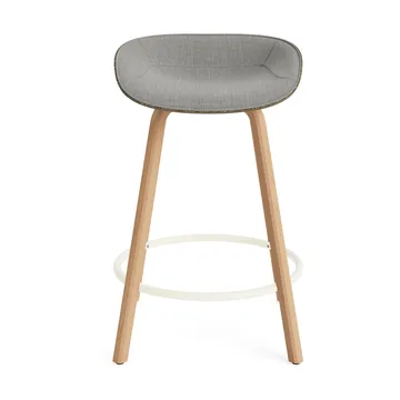 Mat Barstool front-upholstered 65 cm. - Remix 133-seaweed-山毛榉木-奶油色 steel - Normann Copenhagen