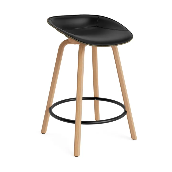 Mat Barstool front-upholstered 65 cm. - Ultra 41599-seaweed-山毛榉木-黑色 steel - Normann Copenhagen