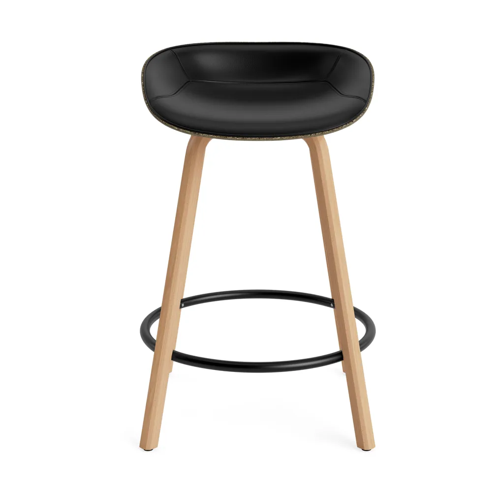Mat Barstool front-upholstered 65 cm., Ultra 41599-seaweed-山毛榉木-黑色 steel Normann Copenhagen