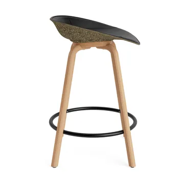 Mat Barstool front-upholstered 65 cm. - Ultra 41599-seaweed-山毛榉木-黑色 steel - Normann Copenhagen
