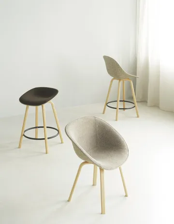 Mat Barstool front-upholstered 65 cm. - Ultra 41599-seaweed-山毛榉木-黑色 steel - Normann Copenhagen