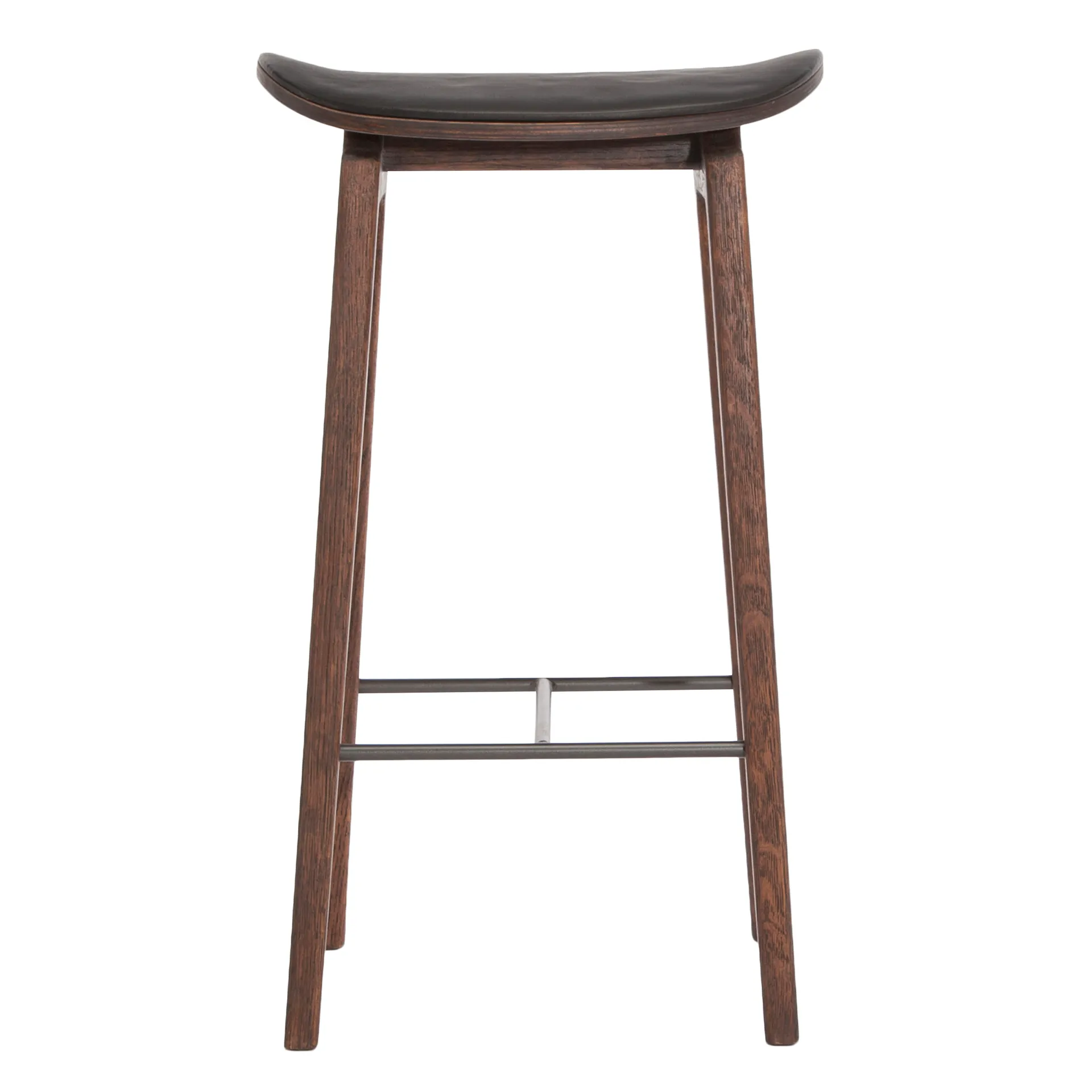 NY11 吧台椅 皮革软垫 深烟熏橡木65cm, 炫彩黑色 NORR11
