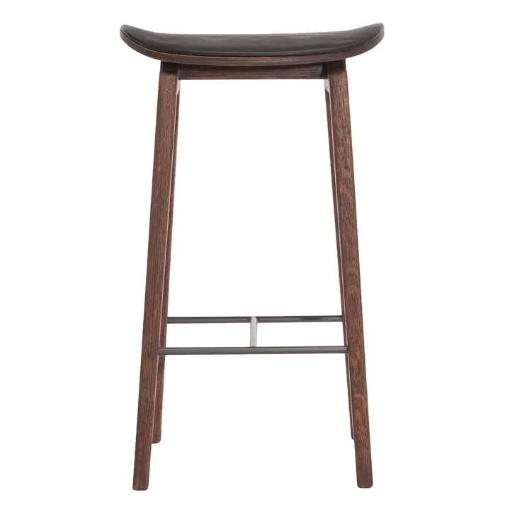 NY11 吧台椅 皮革软垫 深烟熏橡木65cm - 炫彩黑色 - NORR11