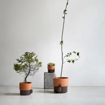使用 Northern 生产的 Oasis 自动浇水花盆，让您的家中充满绿意。由 Ann Kristin Einarsen 设计，这套精美的红陶花盆由底座和盆体两部分组成。每个部分都经过不同深浅的施釉处理，形成细微而灵动的对比。您可以将其用于种植绿植、花卉、香草甚至小型树木——其自动灌溉系统几乎无需维护。只需从指定开口注水，上层容器就会自动从底座吸取水分。未施釉的上部能吸取水分保持土壤理想湿度，而施釉的底座则能防止渗漏。无论是园艺新手还是资深花匠，室内或室外，Oasis 都是享受春夏悠闲时光的完美配件。 - 赤陶色-dark棕色 - Northern