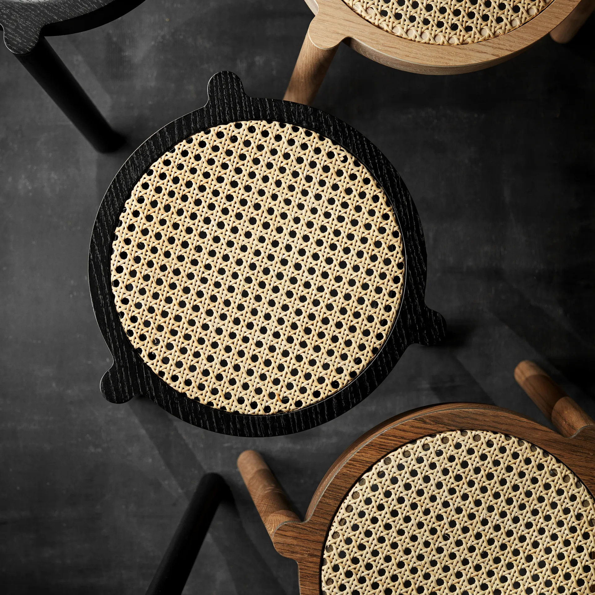 Pal stool with rattan seat 凳子, 黑色 oak Northern