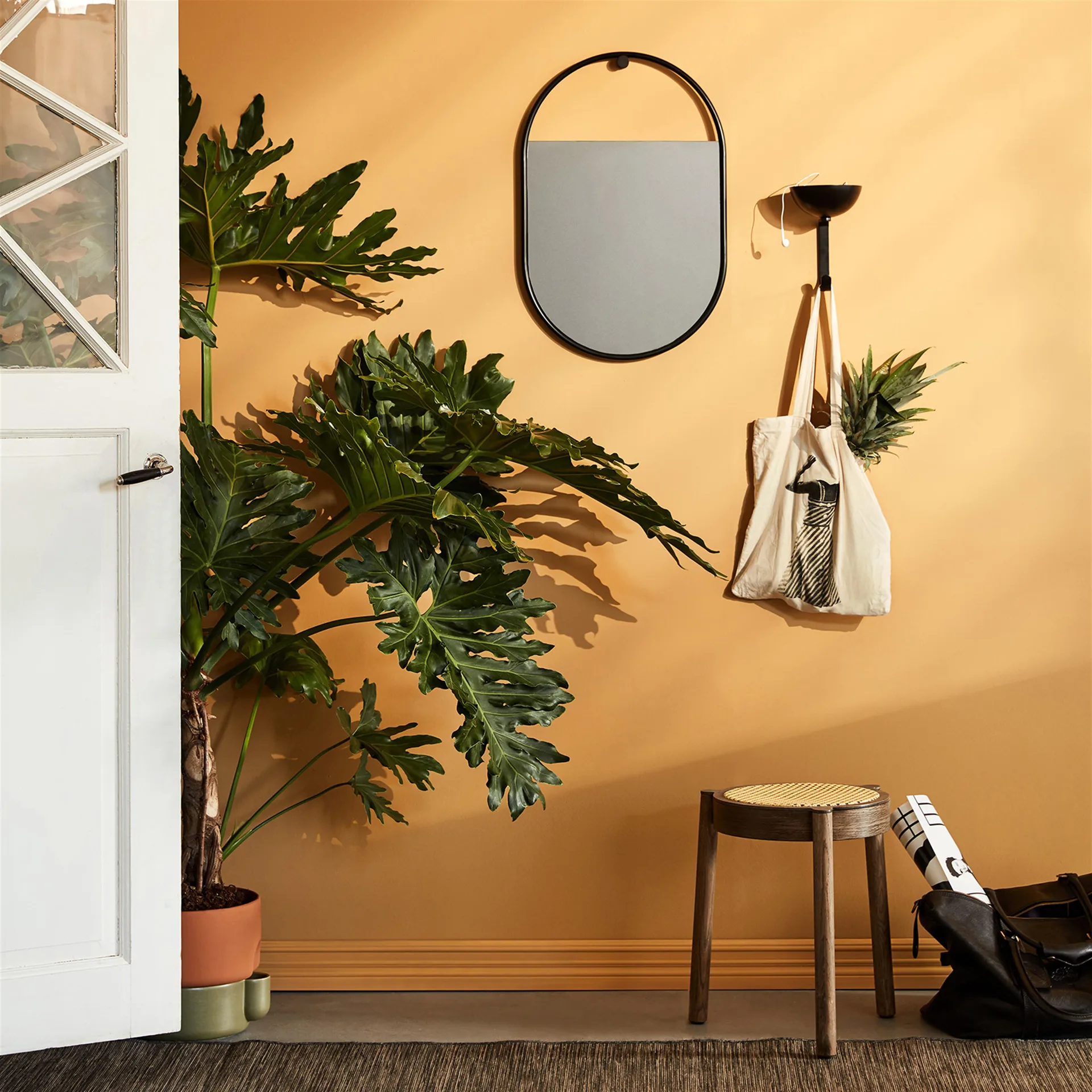 Pal stool with rattan seat 凳子, smoked oak Northern