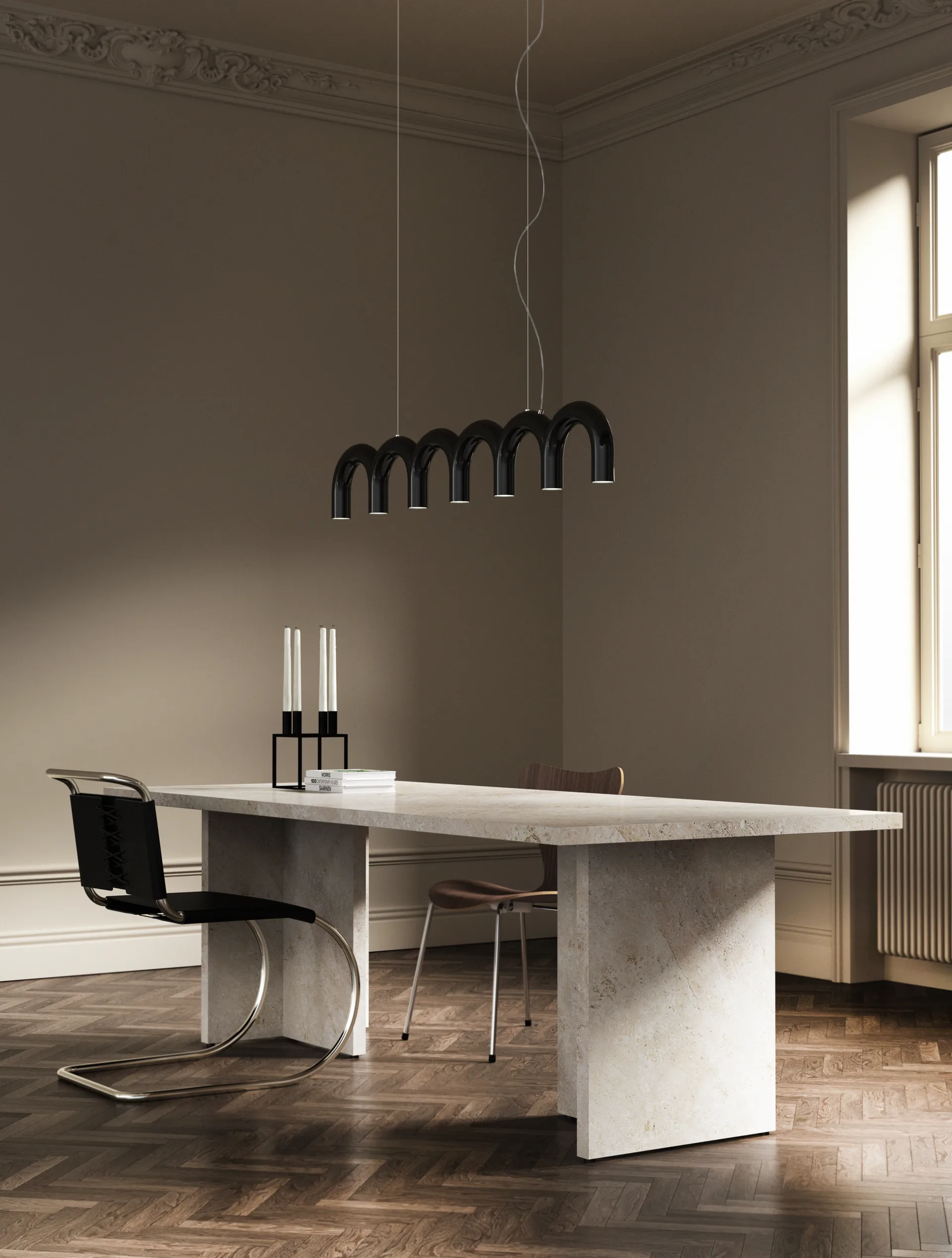 Arch吊灯125.6cm, 黑色 Oblure