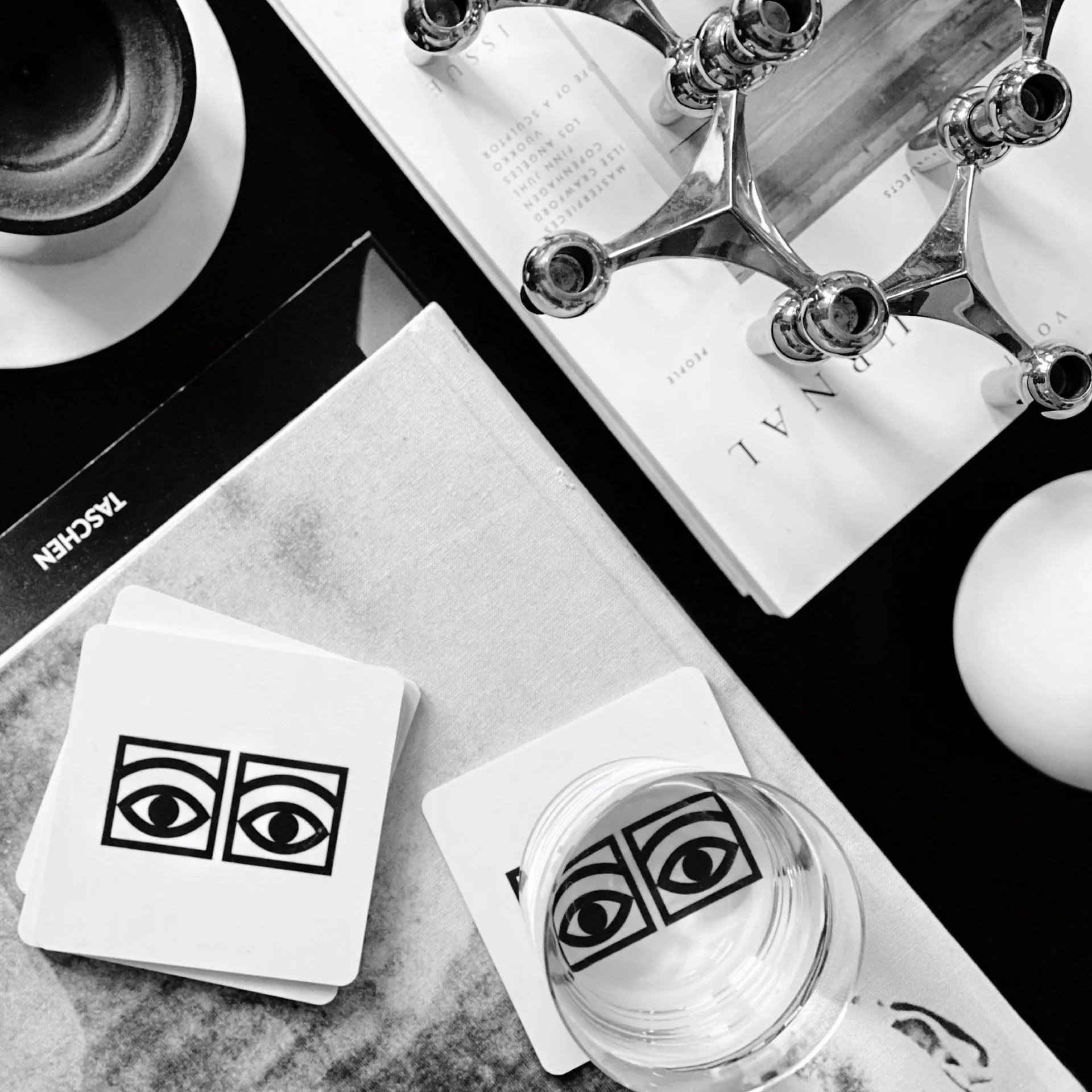 Ögon glass coasters 四件套装, 白色 Olle Eksell