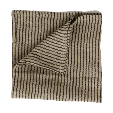 Stripe linen 餐巾纸 45x45 cm, 黑色 沙色 Olsson & Jensen