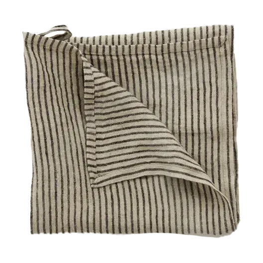 Stripe tea 毛巾 linen 45x65 cm, 黑色-沙色 Olsson & Jensen