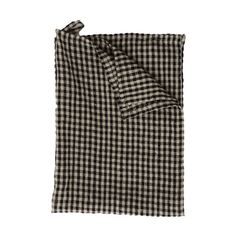 Whip tea 毛巾 linen 45x65 cm, 黑色 沙色 Olsson & Jensen