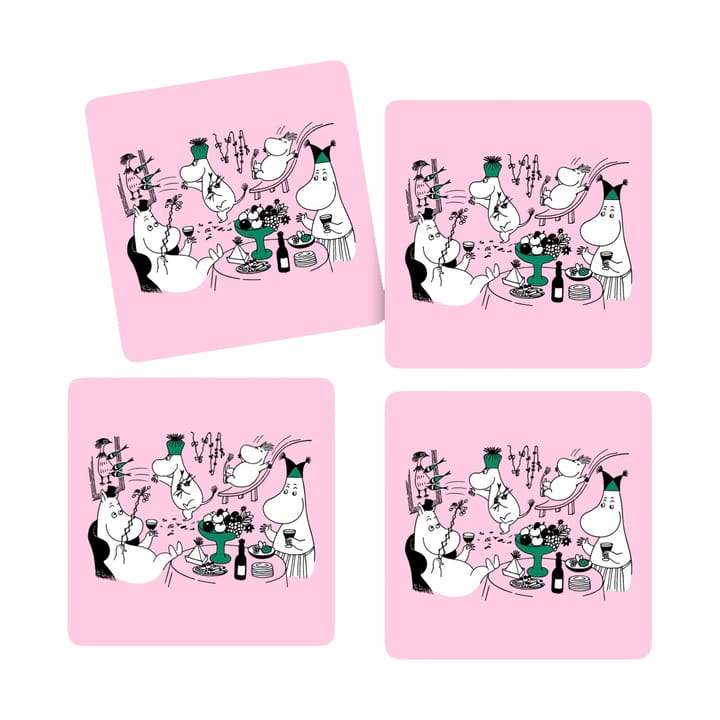 姆明 80 玻璃 coasters 9x9 cm 四件套装 - 粉色 - Opto Design