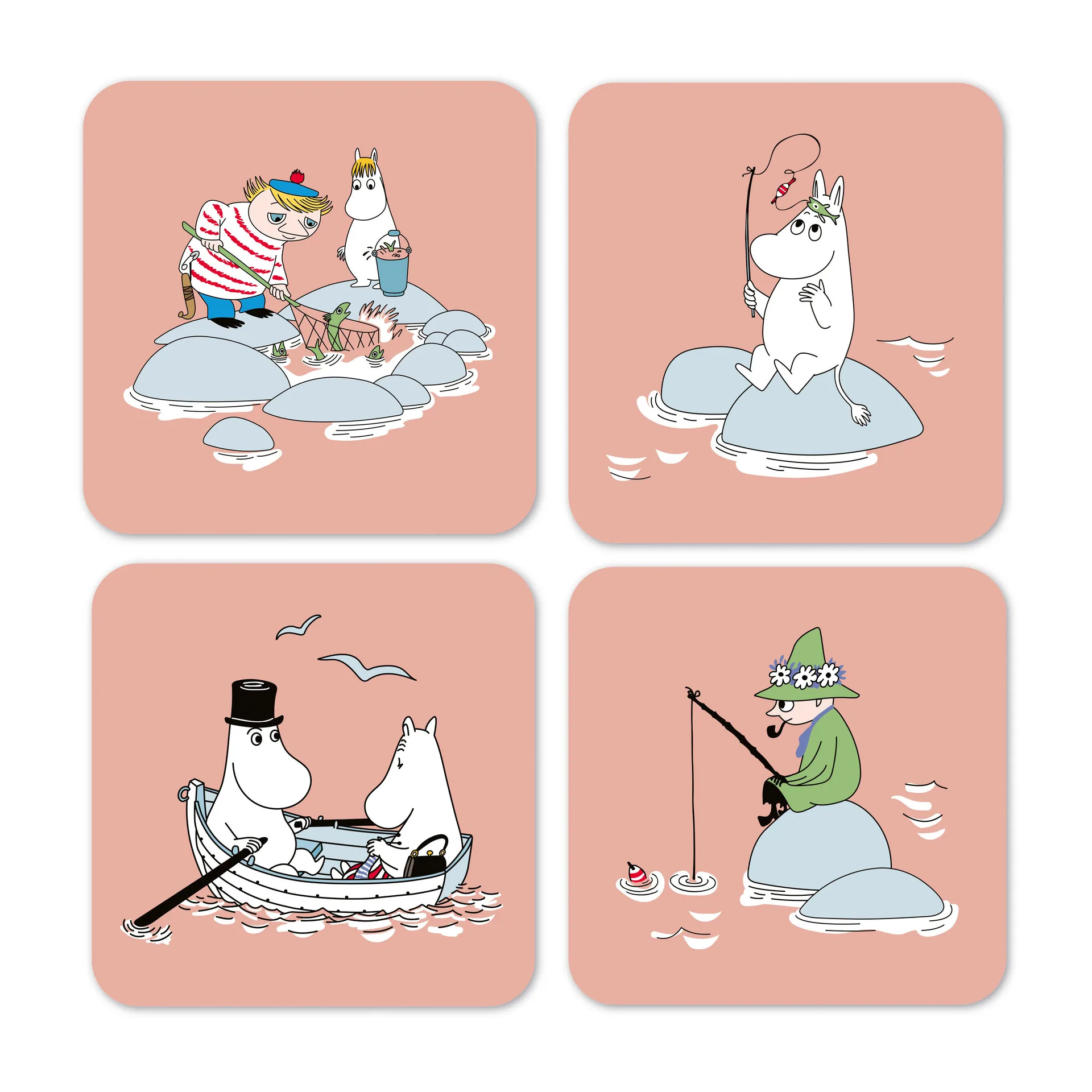 Fiske Moomin summer 2022 coaster 四件套装, 粉色 Opto Design