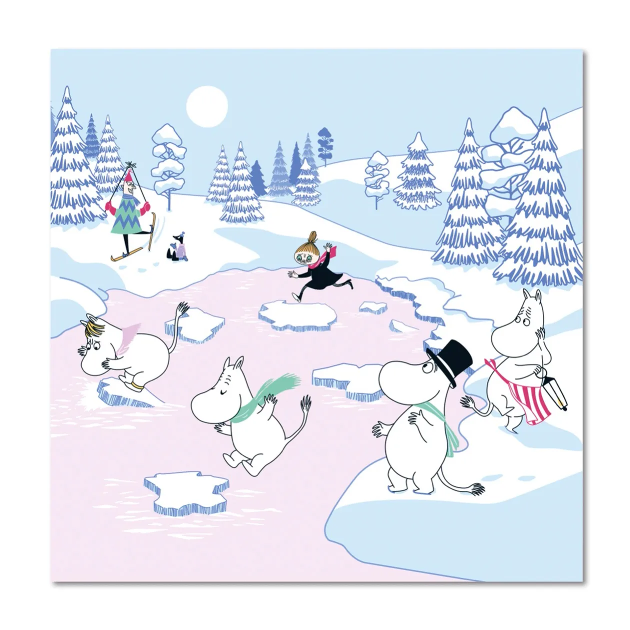 Moomin napkin winter 2022 33x33 cm 20-pack, 蓝色-白色-粉色 Opto Design