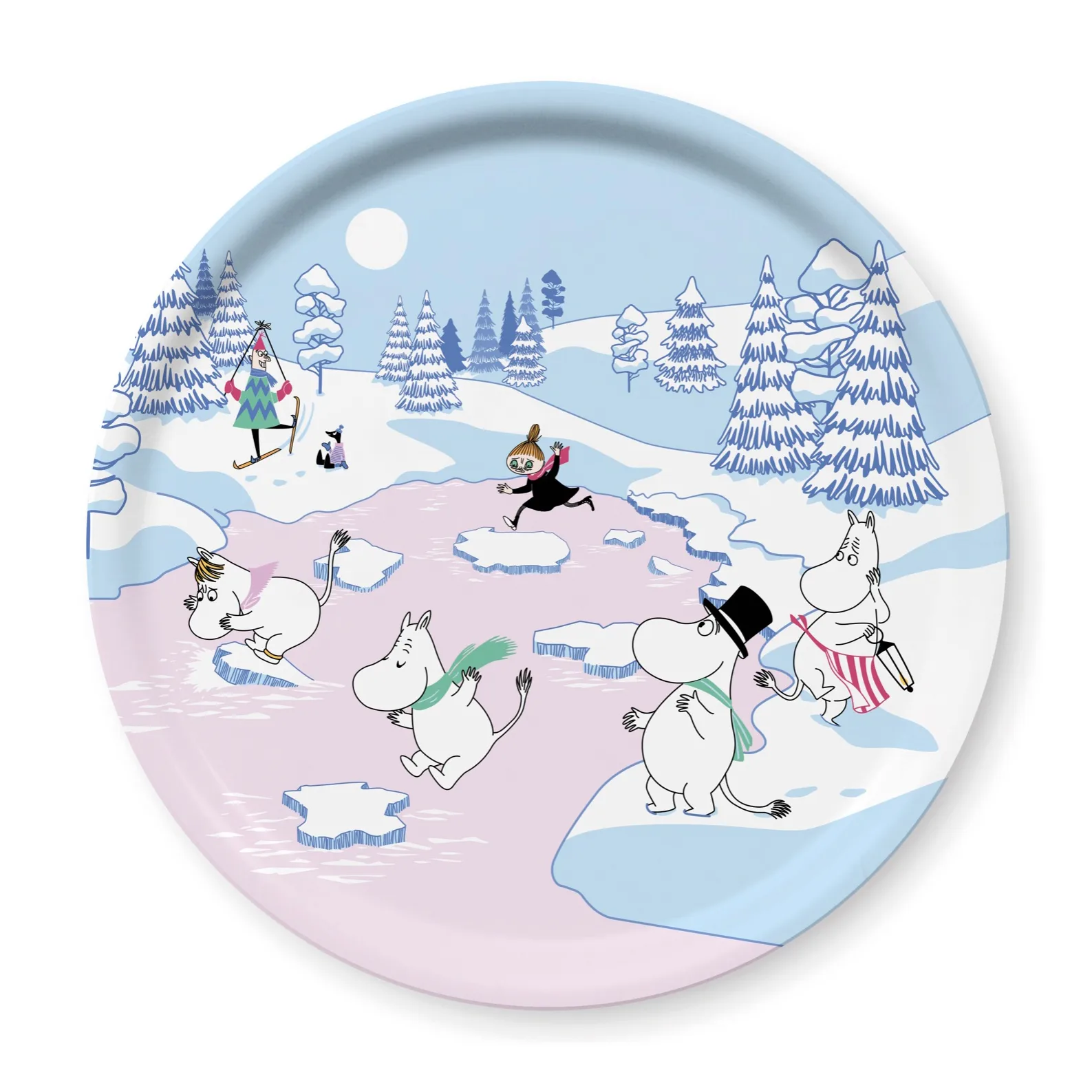 Moomin tray winter 2022 Ø31 cm, 蓝色-白色-粉色 Opto Design