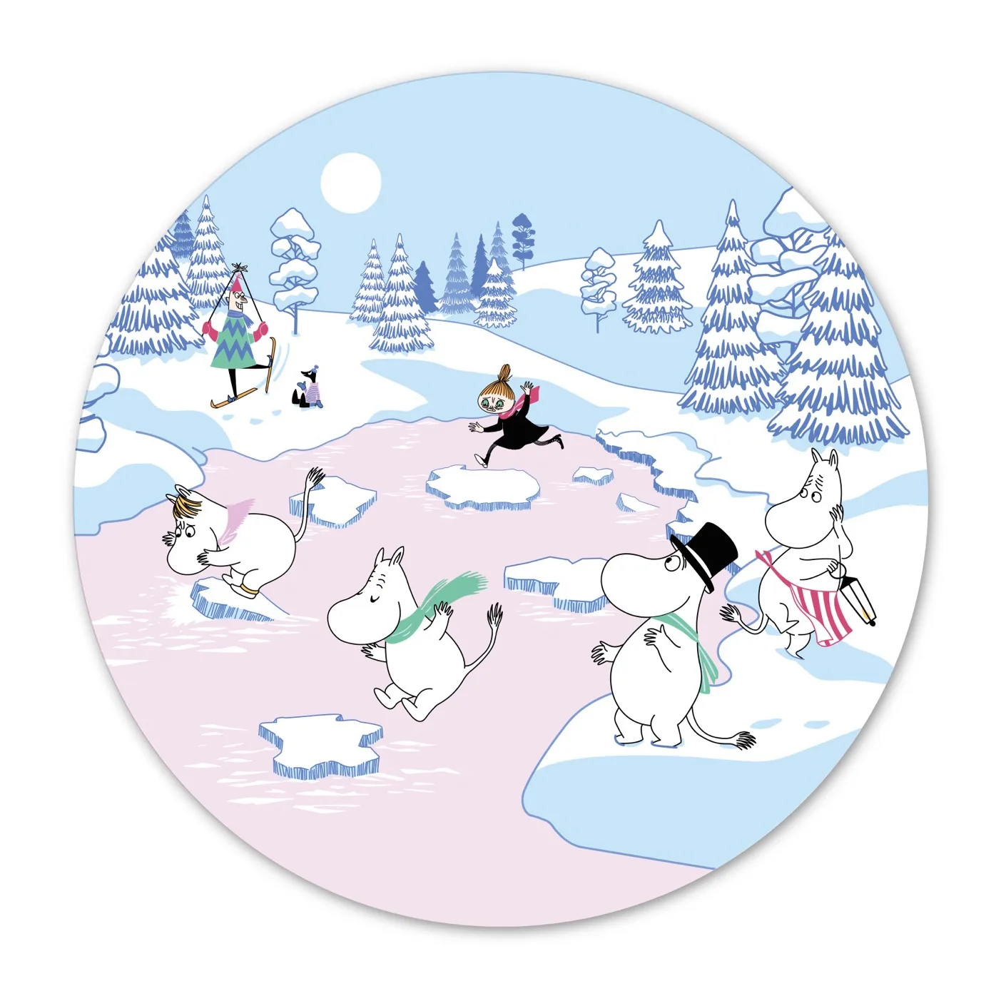 Moomin trivet winter 2022 Ø21 cm, 蓝色-白色-粉色 Opto Design