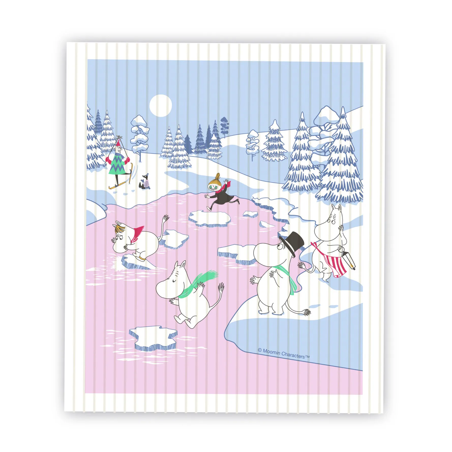 Moomin 洗碗布 winter 2022 14.5x17 cm, 蓝色-白色-粉色 Opto Design
