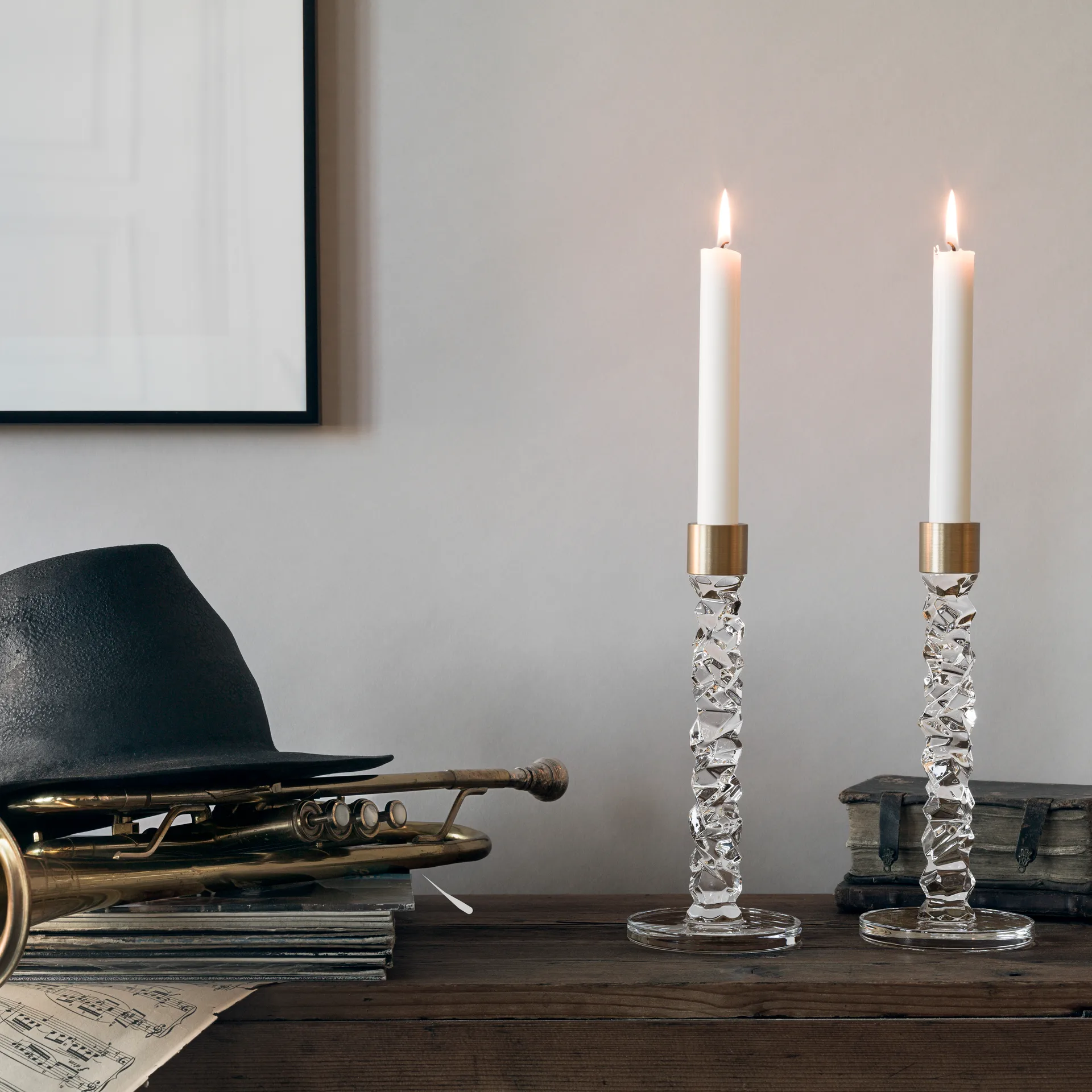 Carat 烛台  brass 两件套装, 2-pack Orrefors