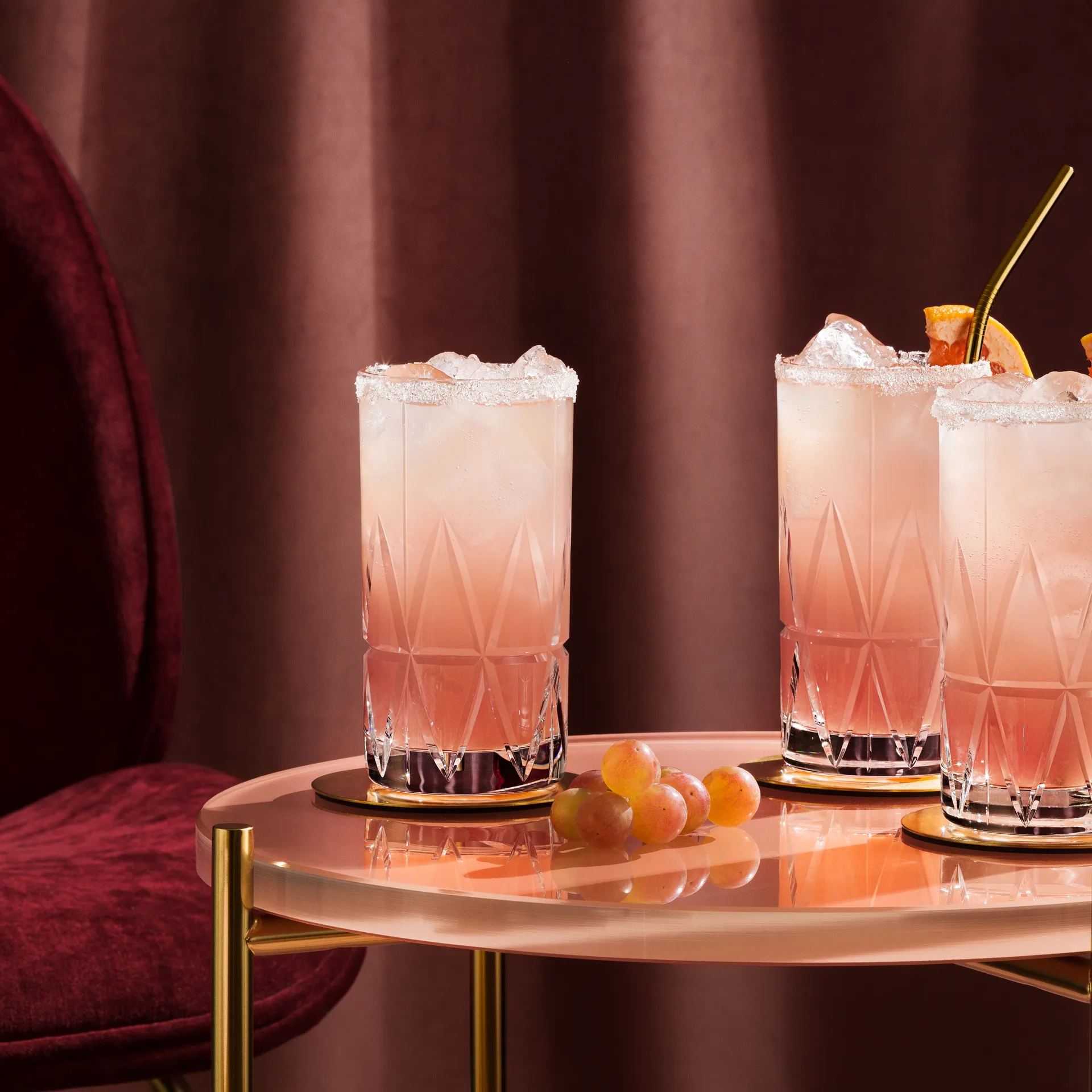 Peak coaster with holder 四件套装, Brass Orrefors