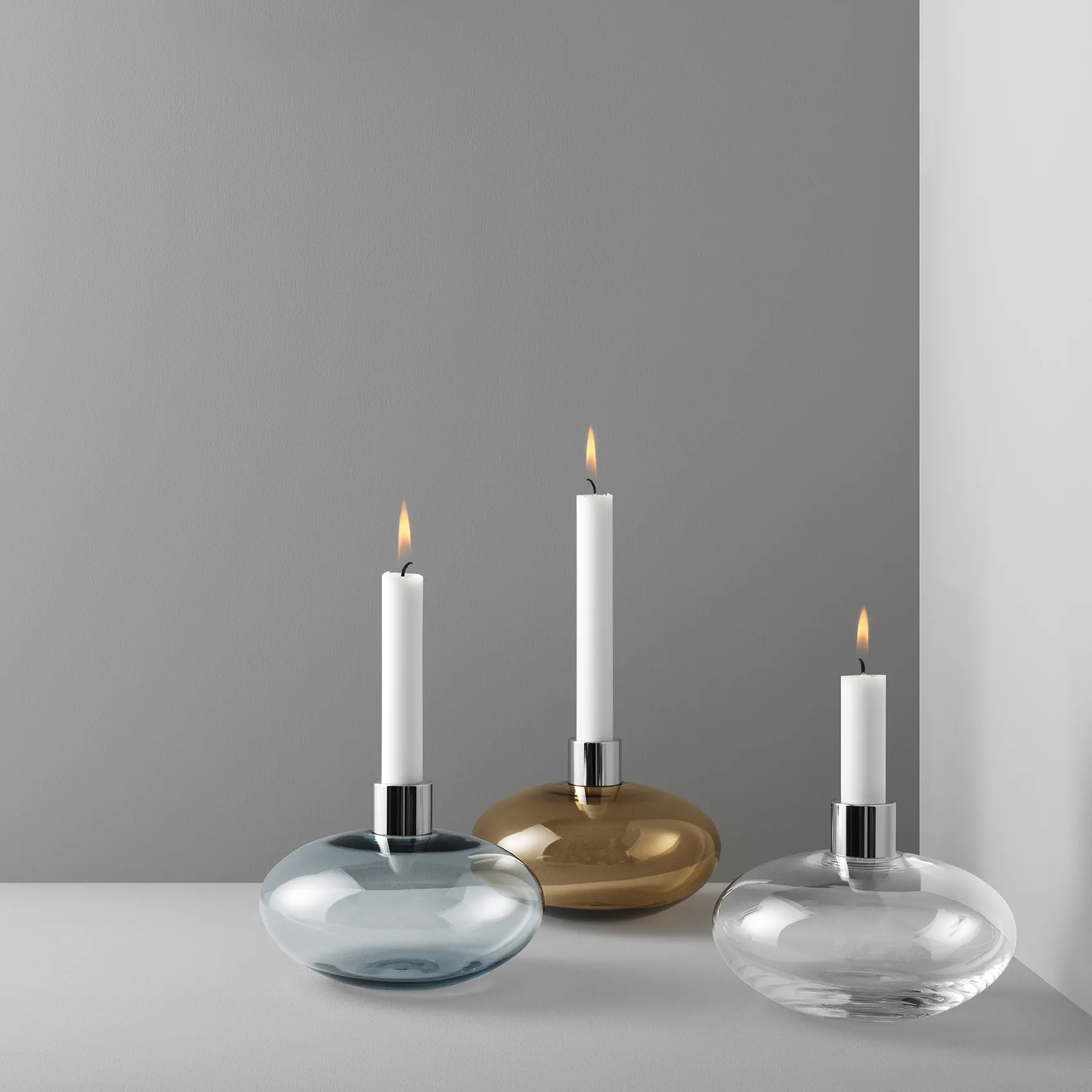 Pluto candle sticks, 灰色 Orrefors