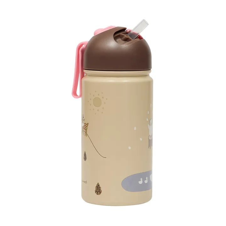 森林好友保温瓶 360ml - 玫瑰色 - OYOY