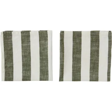 条纹图案餐巾45x45cm2件装 - 橄榄绿 - OYOY