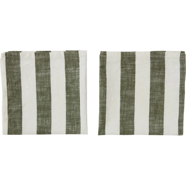 条纹图案餐巾45x45cm2件装 - 橄榄绿 - OYOY