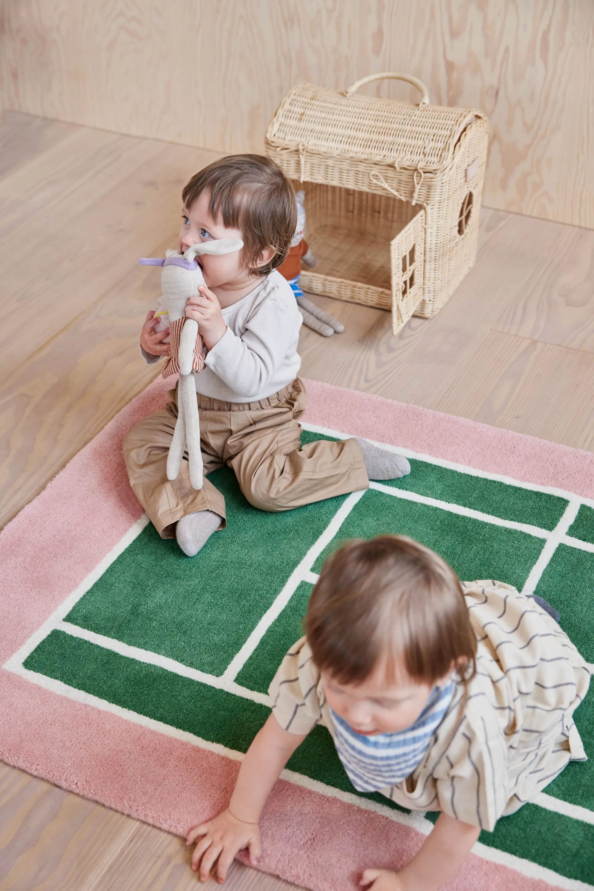 网球场地毯, 绿色_玫瑰色_88x150cm OYOY