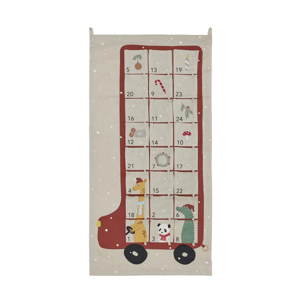 Bus advent calendar 52x104 cm, Clay-红色 OYOY