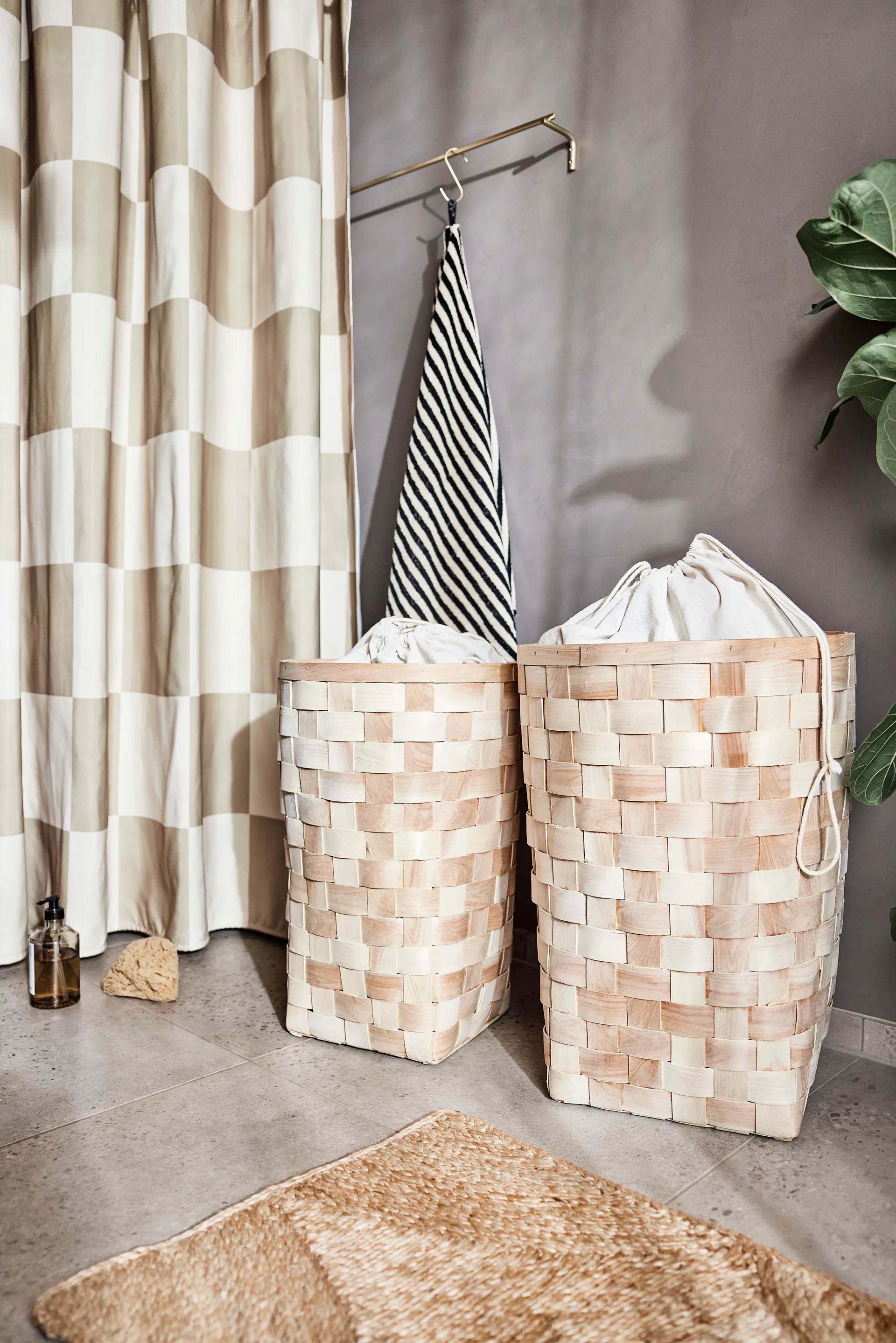 Chess shower 窗帘 180x180 cm, Clay-米白色 OYOY