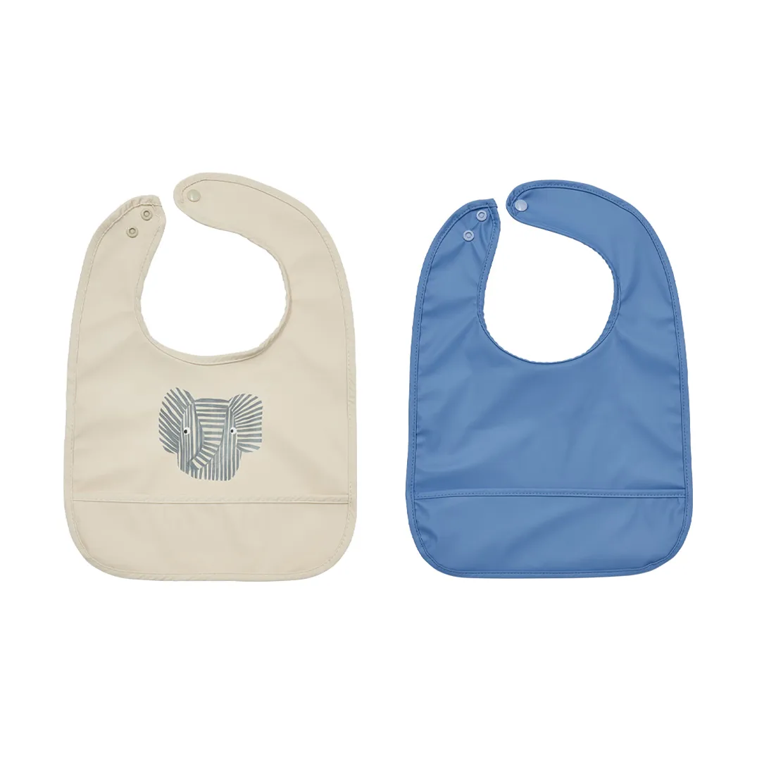 Erik Elephant bib 2-piece, 米色-蓝色 OYOY