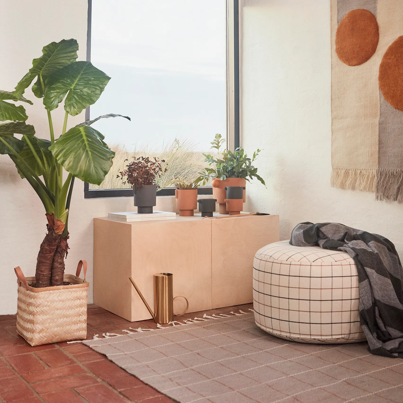 Grid pouf Ø65 cm, off 白色 OYOY