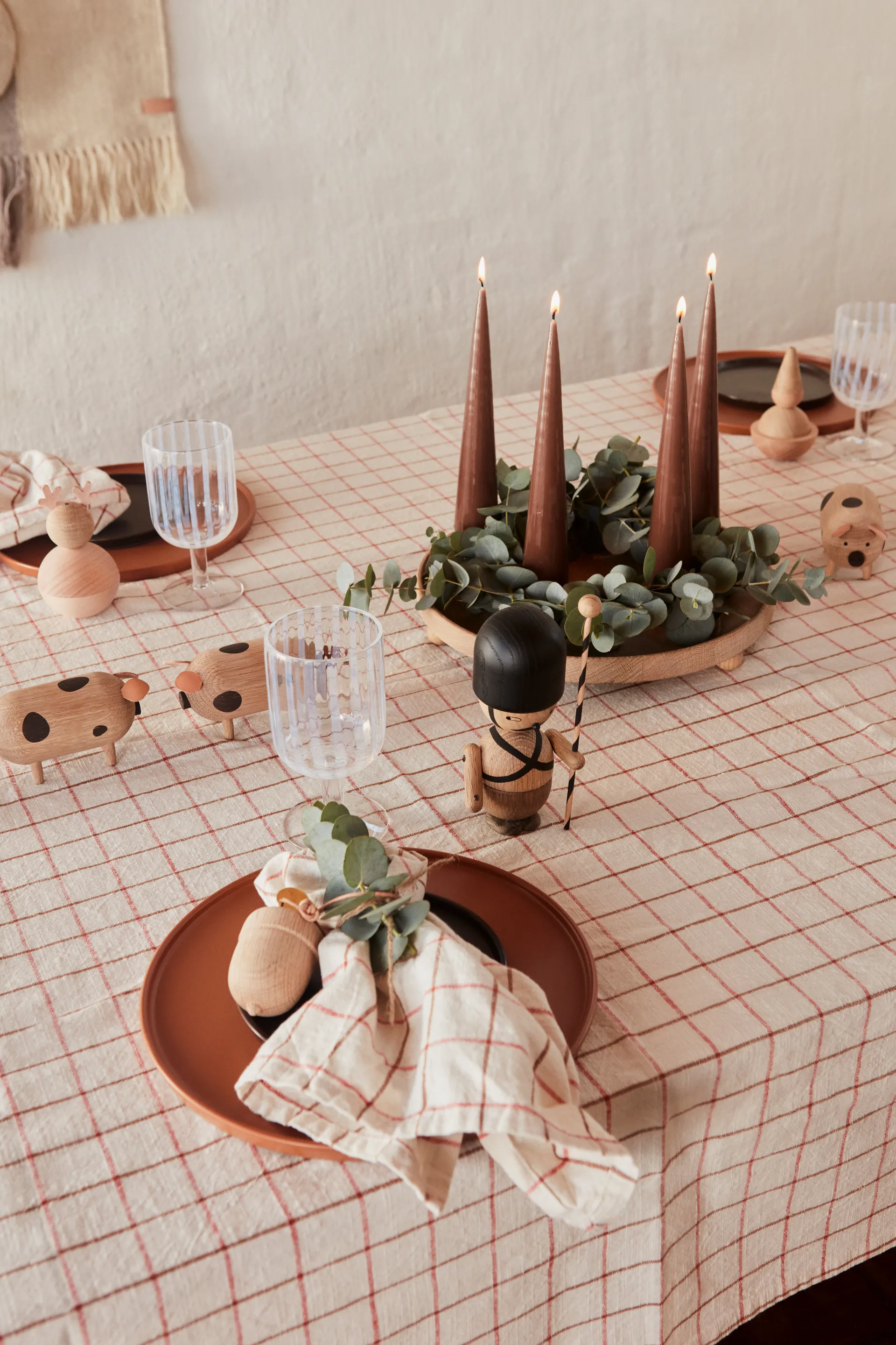 Grid table cloth 140x260 cm, Off 白色-红色 OYOY