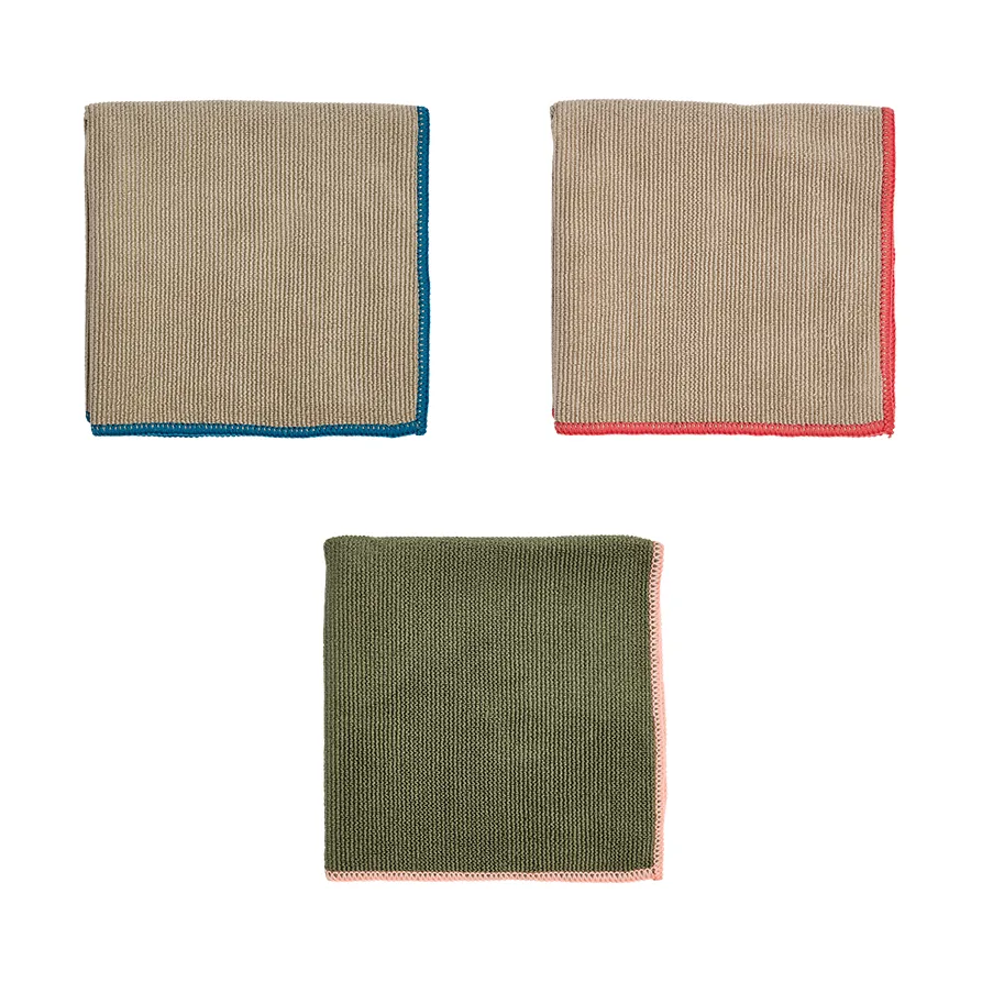 Mundus 超细纤维布30x30cm 3件, 橄榄绿_陶土色 OYOY