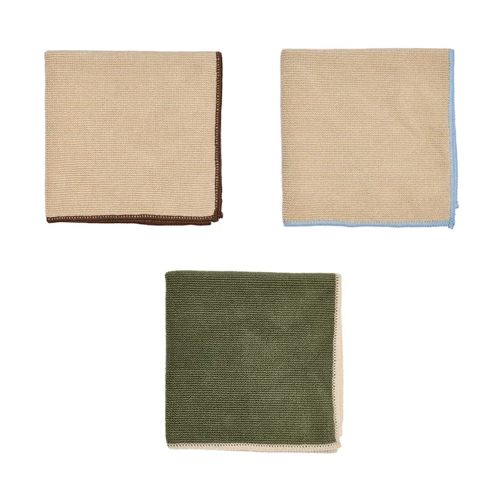 Mundus 超细纤维布30x30cm 3件 - 驼色_橄榄绿 - OYOY