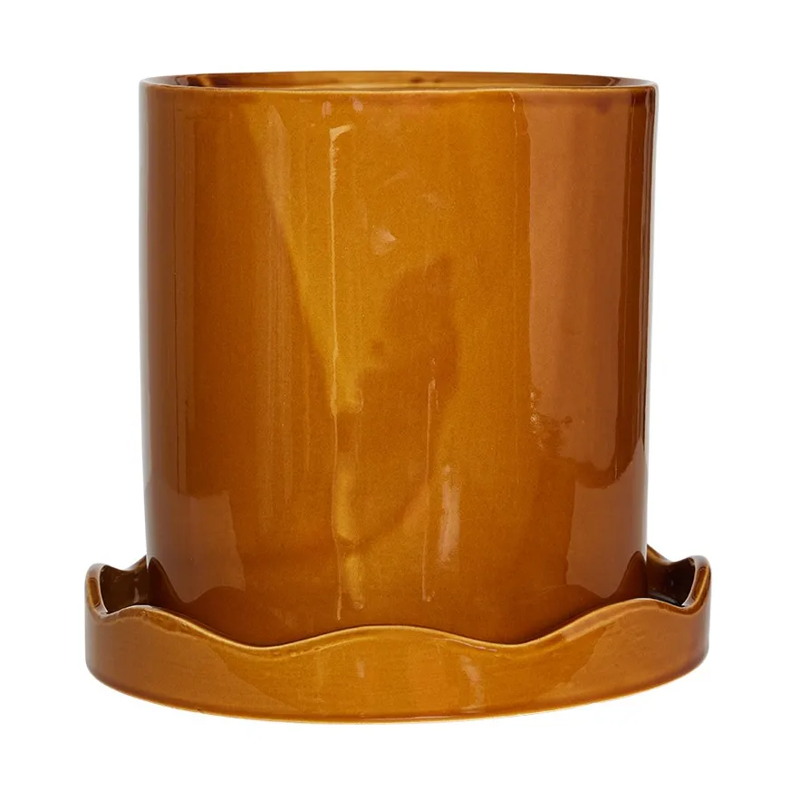 Nami 带碟中号花盆Ø21.5cm, 琥珀色 OYOY