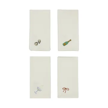 New Year cotton 餐巾纸 45x45 cm 四件套装 - 米白色 - OYOY