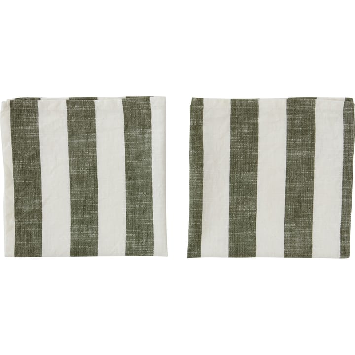Striped 餐巾布 45x45 cm 两件套装 - 橄榄绿 - OYOY