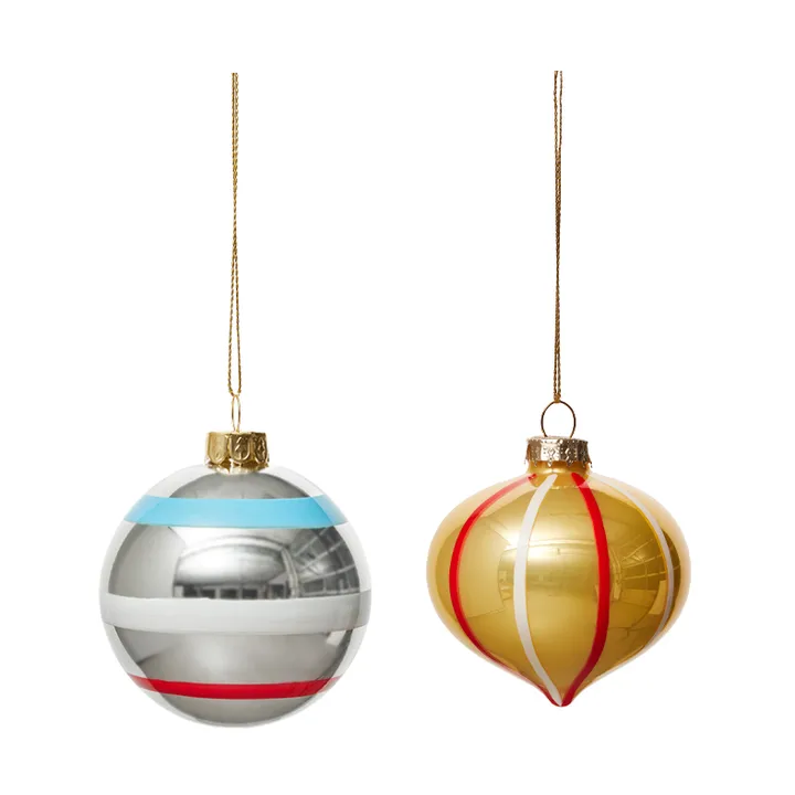 Vintage Christmas 玻璃 ball No. 2 圣诞摆设/挂件/装饰 2件 - 彩色 - OYOY